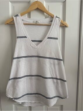 Z Supply White Tank with Black Stripe V-Neck